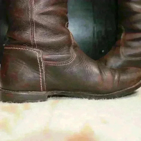 VINTAGE FRYE Brown Knee High Fold Over Riding Boots Buckle Back Women 5.5 - 6 - Picture 8 of 16